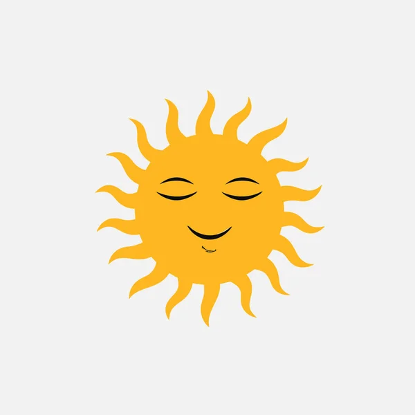 Funny Sun Icon Illustration Isolated White Background Flat Style Vector — Stock Vector