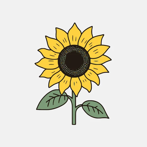 Yellow sunflower flower on a white background, design element, vector icon.