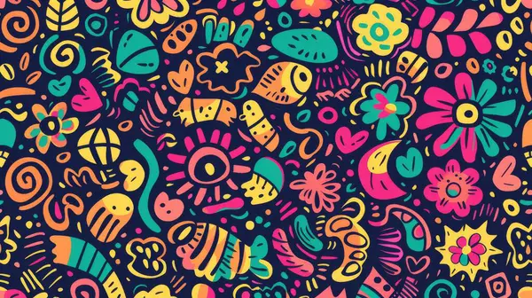 Vibrant Doodle Art Wallpaper — Stock fotografie