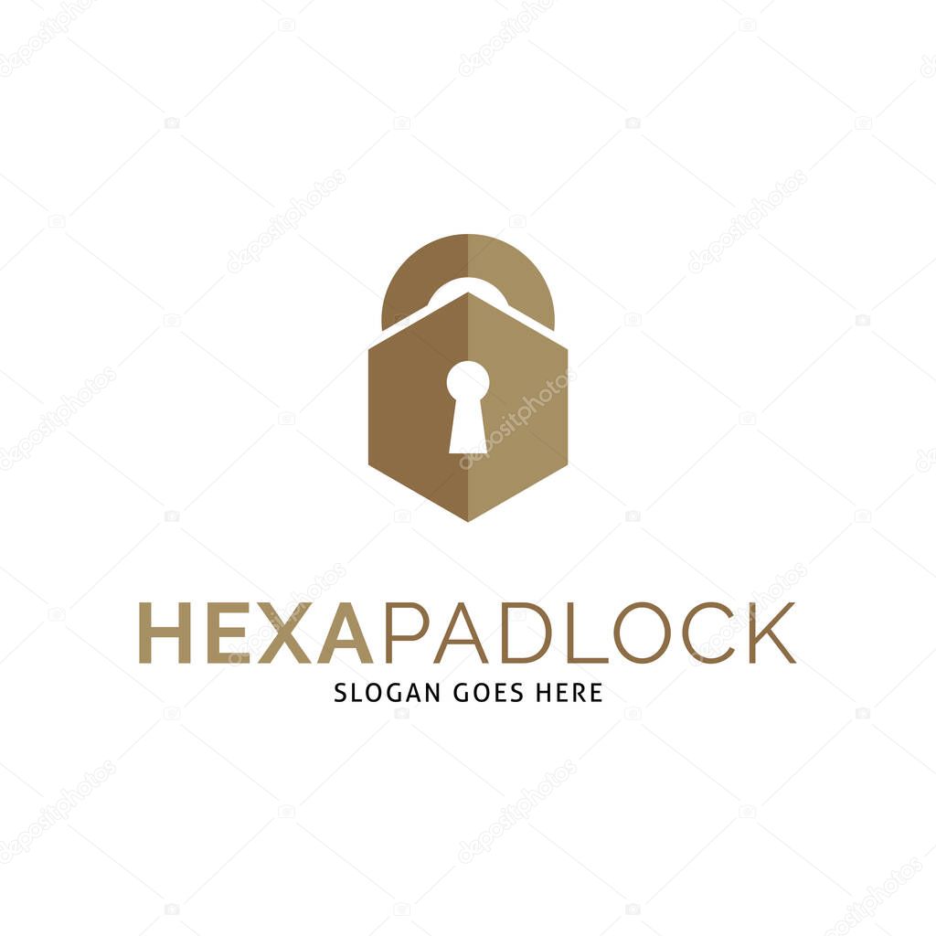 Hexagon Padlock Icon Vector Logo Template Illustration Design