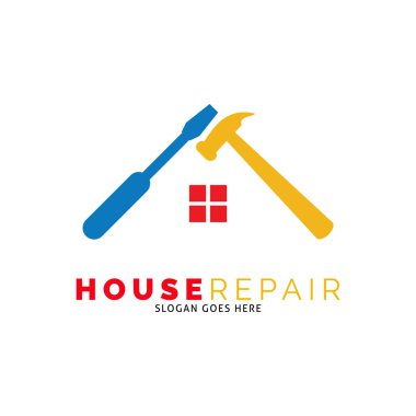 House Repair or Home Renovation Icon Vector Logo Template Illustration Design