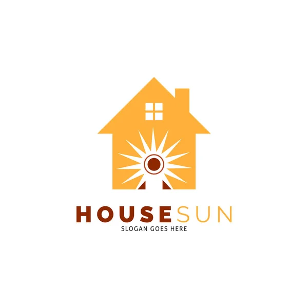 Дизайн Векторного Логотипа House Sun Icon Стоковый вектор