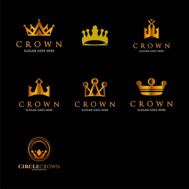 Crown Simge Vektör Logo Şablonu Çizim Tasarımı