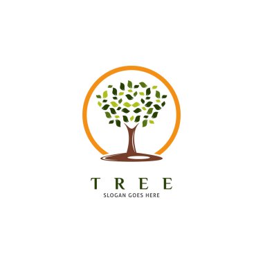 Ağaç Simgesi Vektör Logo Çizim Tasarımı