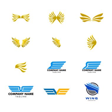 Soyut Kanat Simgesi Logo Şablonu Çizim Tasarımı
