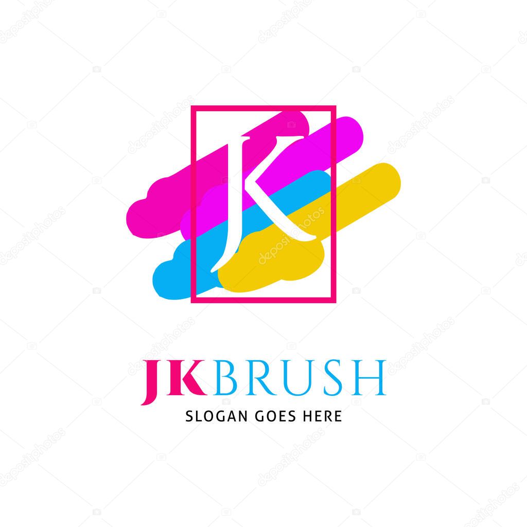 Initial Letter JK Colorful Splash Brush Icon Vector Logo Template Illustration Design