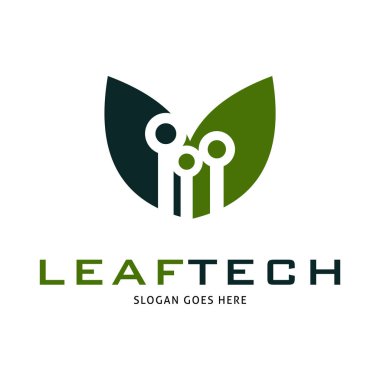 Yaprak Teknolojisi Devre Simgesi Vektör Logo Şablonu Çizim Tasarımı