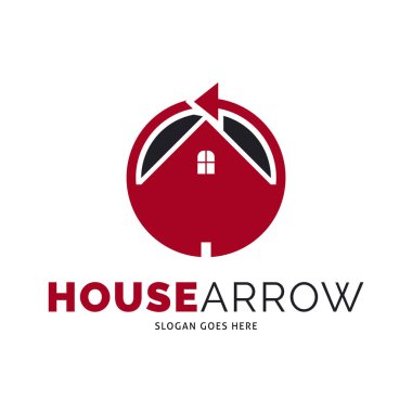 House Arrow Simgesi Vektör Logo Şablonu Çizim Tasarımı