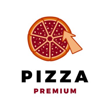 Çevrimiçi Pizza Simgesi Logo Şablonu Çizim Tasarımı