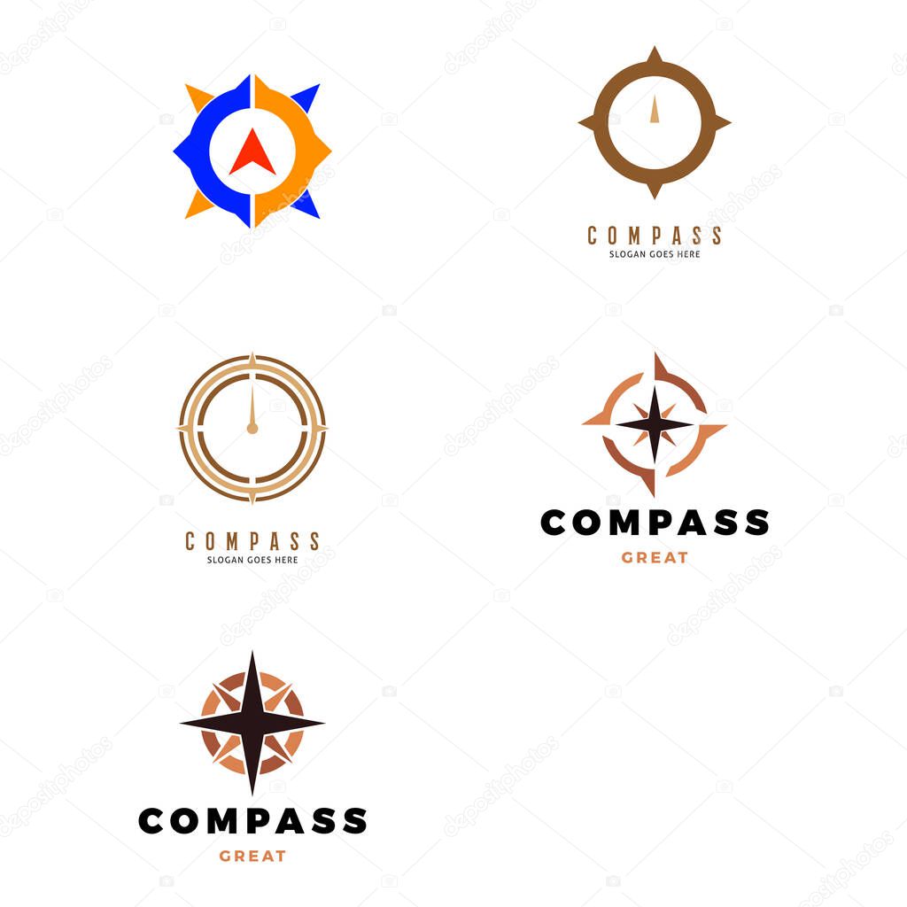 Set of Compass Icon Logo Design Template