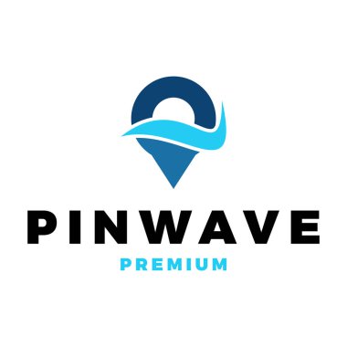 Pin Su Dalgası Simgesi Vektör Logo Şablonu Çizim Tasarımı