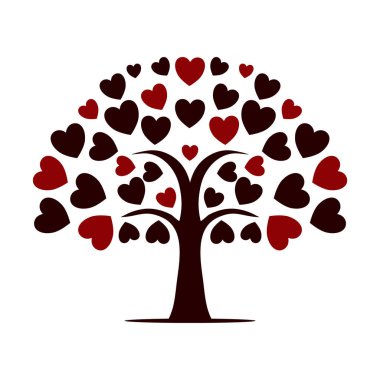 Aşk ikonu vektör logo şablonu çizim tasarımı ağacı