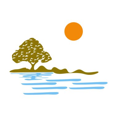 peyzaj simgesi logo tasarım şablonu
