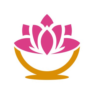 Nilüfer çiçeği eriştesi ikon logo tasarım şablonu