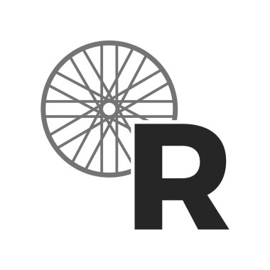 initial letter r bicycle rim icon logo design template clipart