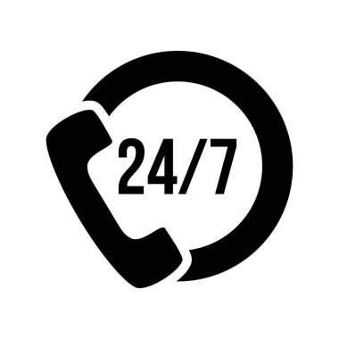 24 saat 7 gün çağrı merkezi ikon vektör şablonu çizim tasarımı