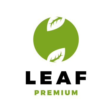 Negatif boşluk yaprak dairesi simgesi vektör logo şablonu çizim tasarımı