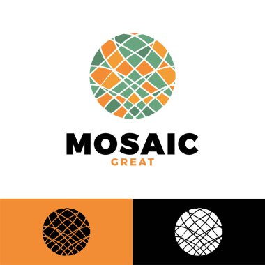 soyut çember mozaik simge logo tasarım şablonu