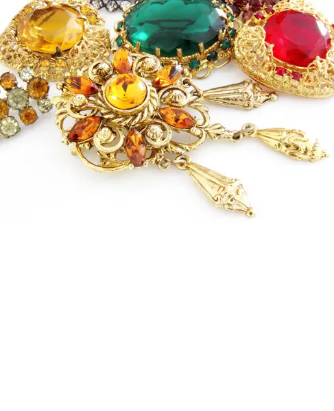 Smycken Broscher Isolerade Vit Bakgrund Royaltyfria Stockfoton