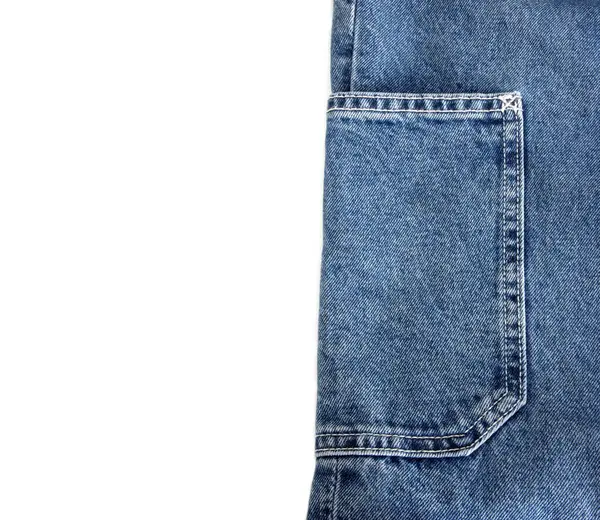 Blauwe Jeans Geïsoleerd Witte Achtergrond Met Kopieerruimte Voor Tekst Afbeelding Stockfoto