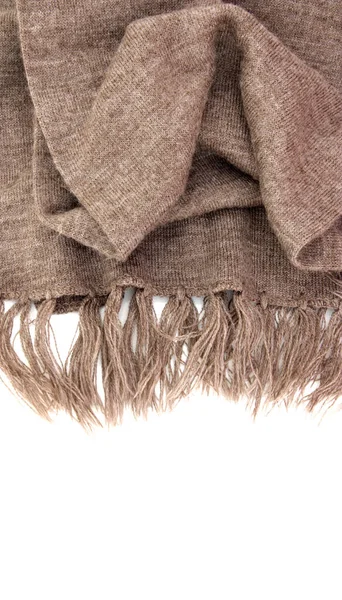 Brown Wool Scarf Isolated White Background Female Accessory Studio Shot Stock Picture