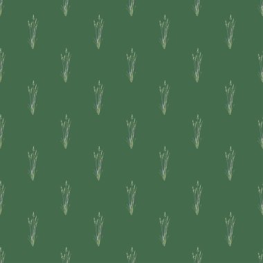 Moda kumaşı için yeşil arka planda kusursuz çiçek dalı deseni