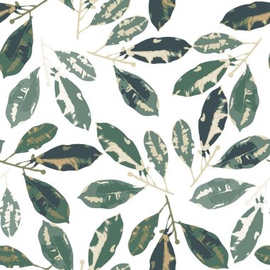 Kusursuz karışık tek renkli yeşil yapraklar arka plan, tebrik kartı veya kumaş