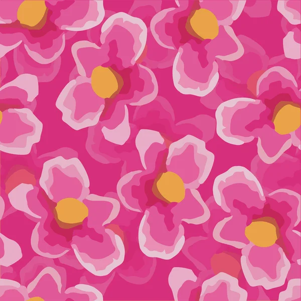 Fond Sans Couture Doodle Fleurs Roses Motif Carte Vœux Tissu — Image vectorielle