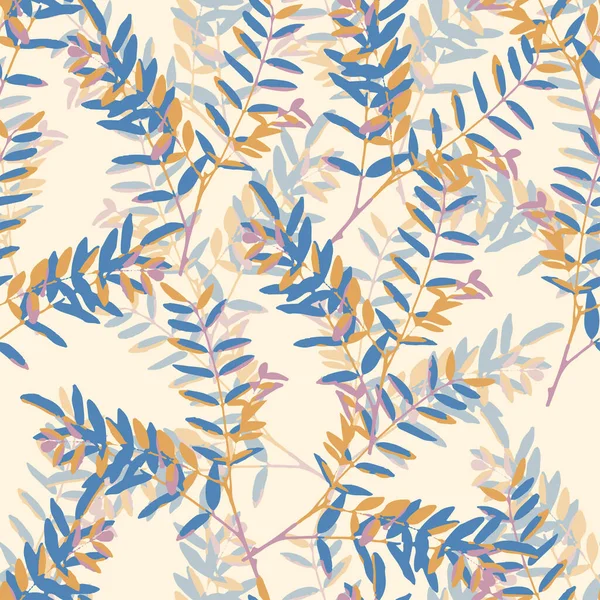 Seamless Mixed Multicolour Leaves Pattern Background Greeting Card Fabric — Image vectorielle