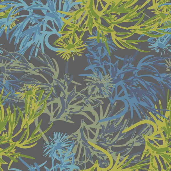 Nahtlose Doodle Abstact Blume Und Blätter Muster Hintergrund Für Modestoff — Stockvektor