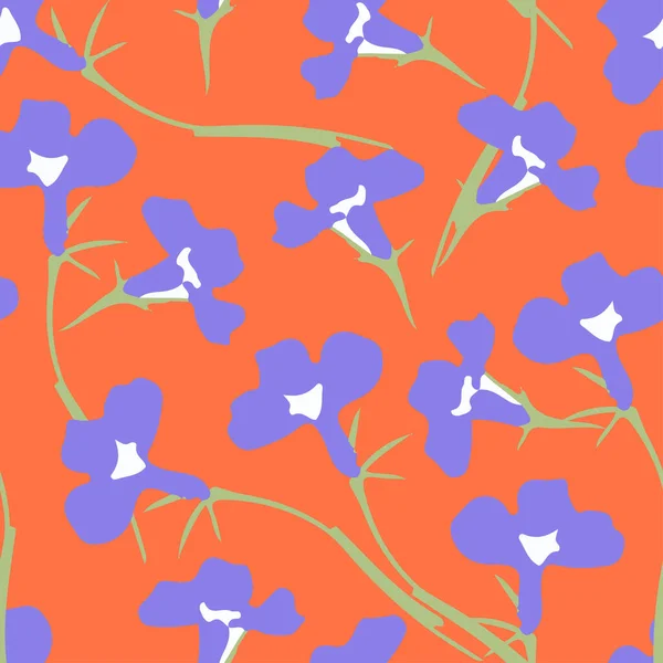 ファッション生地のためのシームレスな手描きロベリアの花のパターンの背景 — ストックベクタ
