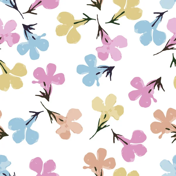 Nahtlose Gemischte Hand Gezeichnet Winzige Blumen Muster Hintergrund Für Mode — Stockvektor