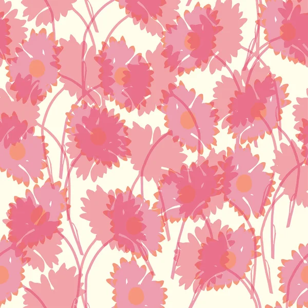 Naadloze Roze Bloemen Patroon Achtergrond Voor Mode Stof — Stockvector