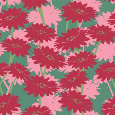 Kusursuz kırmızı gerbera papatyalar çiçek desenli arka plan