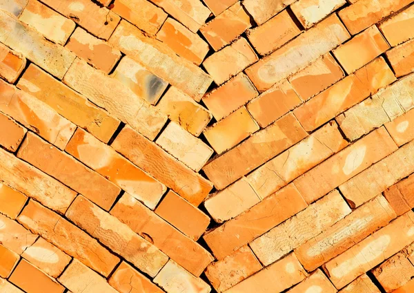 Texture Une Brique Orange Empilée Diagonale Éclairée Par Les Rayons — Photo