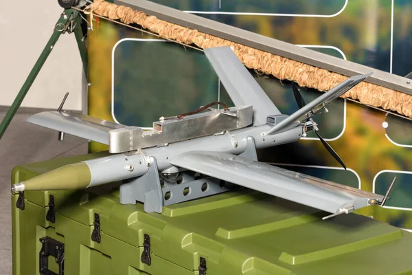 Military Production Unmanned Aerial Vehicle Kamikaze Drone Loitering Projectile Launched — Stock Photo, Image