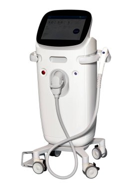 Professional cosmetology device for skin revitalization, elimination of skin creases and wrinkles due to innovative stimulation of new collagen production. Isolated on white background. clipart