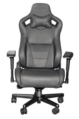 A stylish design gaming chair black color with an ergonomic wide seat and a high back with pronounced lateral supports. clipart