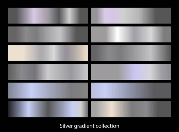 stock vector Metal silver gradient template set. Vector metal gradient collection. Vector illustration.