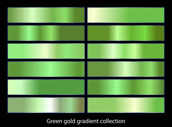 Коллекция Зеленых Золотых Градиентов Векторная Иллюстрация — стоковый вектор