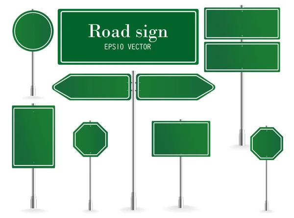 方向看板 道路標識 道路標識ボードや緑の演出看板ポインタ ベクターイラスト — ストックベクタ