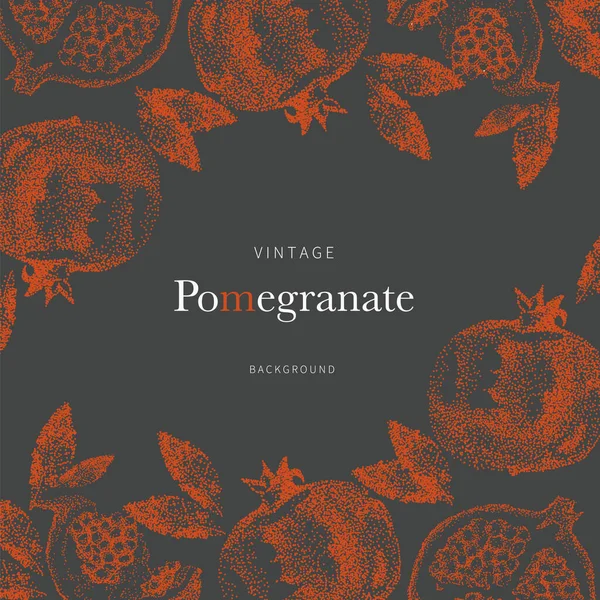 Hand drawing illustratiion pomegranate. Vector illustration for organic shop. Background for menu, flyer or leaflet