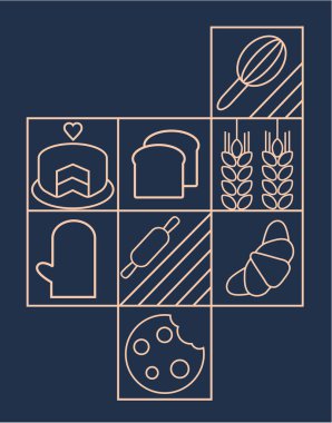 Kahve doğrusal izi. Geometrik minimalist tarzda kahve temalı desen. Soyut şekiller. Kapak tasarımı, yemek paketi, menü, arkaplan, kafeterya duvarı, afiş