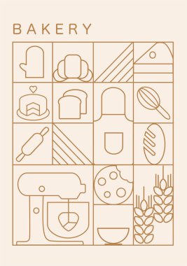 Kahve doğrusal izi. Geometrik minimalist tarzda kahve temalı desen. Soyut şekiller. Kapak tasarımı, yemek paketi, menü, arkaplan, kafeterya duvarı, afiş