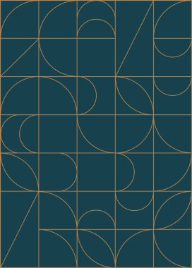 Lüks geometrik altın çizgili sanat ve sanat deco arka plan vektörü. Soyut geometrik desen ve zarif bir sanat eseri. Davetiye, pankart, VIP, dekorasyon için illüstrasyon tasarımı. 