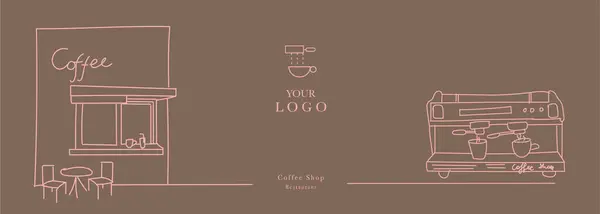 stock vector Hand drawn illustration of Bakery and Coffee. Icons. Abstract geometric line background. Gold luxury. Pattern for cover design, food package, menu, background, caf wall, coffee shop, web banner