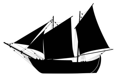 Yelkenli gemi yüksek detaylı vektör silueti. EPS 8