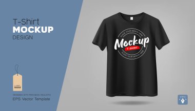 Vector black t-shirt realistic mockup, front view template design, EPS10 Vector illustration.