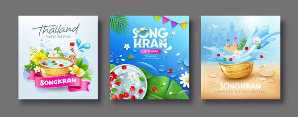 Songkran Water Festival Thailand Happy New Year Thailand Summer Time Ilustraciones de stock libres de derechos