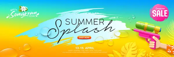 Songkran Water Festival Thailand Wasserpistole Wasser Spritzt Sommerverkauf Banner Design Vektorgrafiken